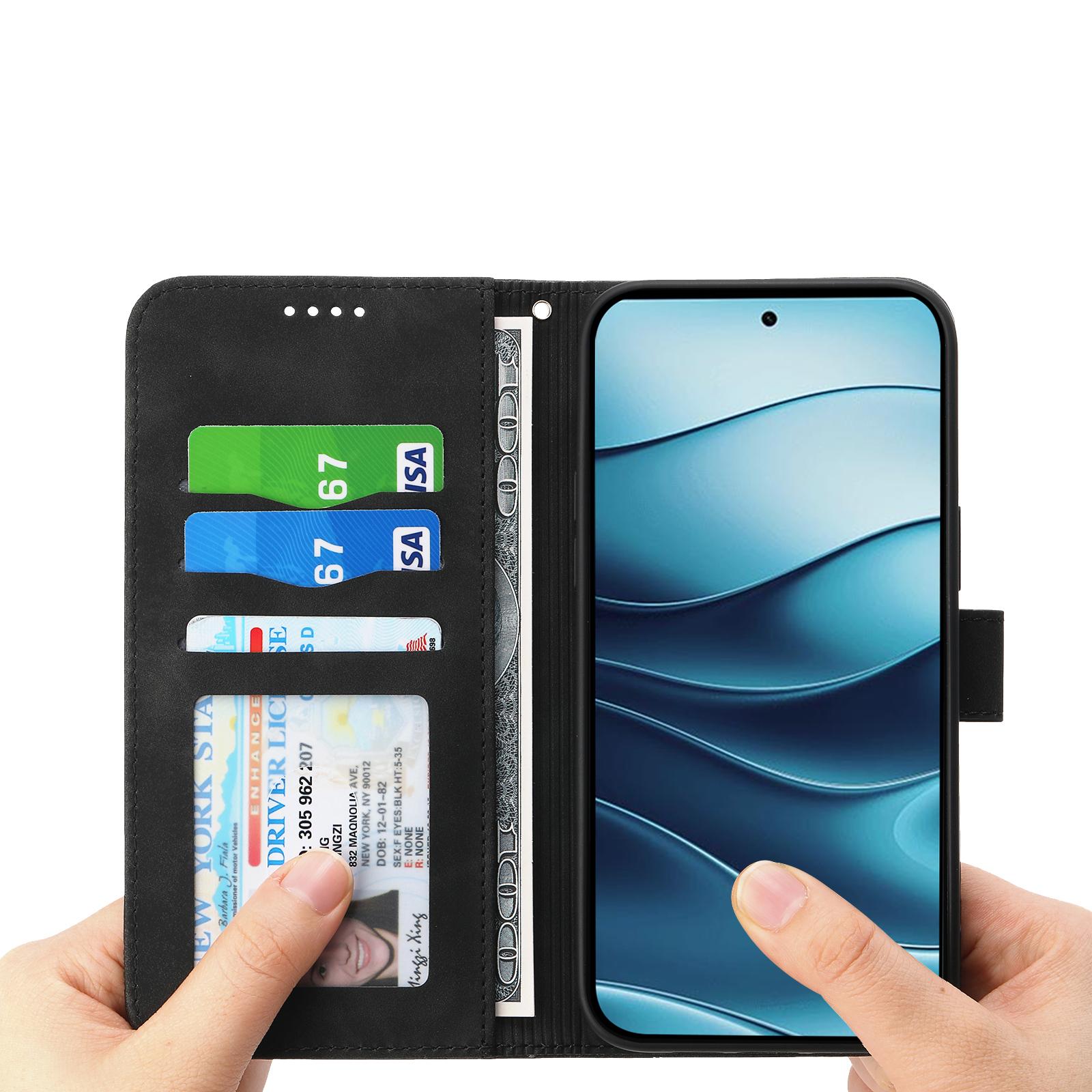 

For Xiaomi Redmi Note 14 5G Leather Case Lines Imprint Wallet Phone Cover Purple