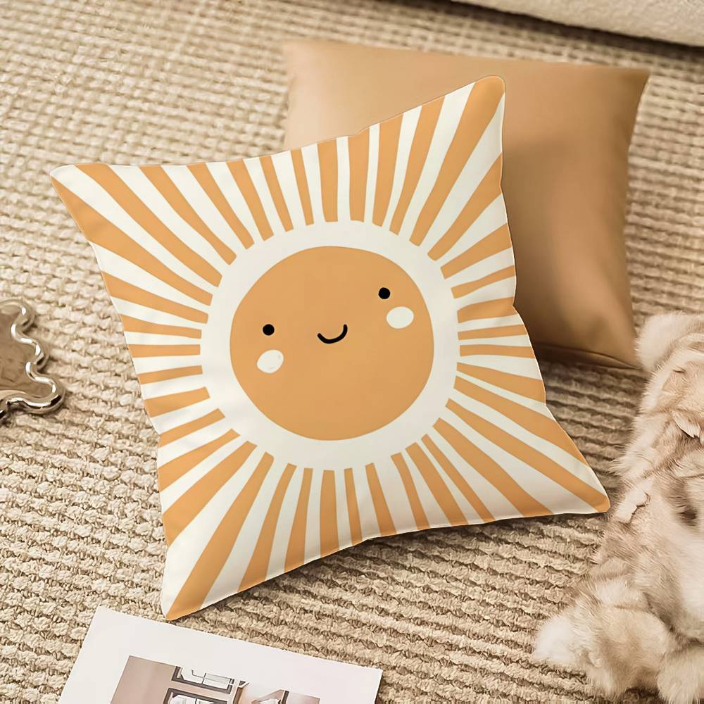 Cartoon Rainbow Sun Pillow Case Anti-dustmite Invisible Zipper Sofa Bed