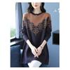 Middle-aged Elderly Mother's Wear Diamond Sweater Women's Mid-length Bottoming Shirt Loose Embroidered Sweater A-line Skirt