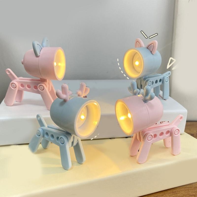Novelty Dog Shape LED Desk Lamp Reading Light Featuring Adjustable Head and Flexible Limbs Plastic Texture for Reading