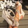 Fashion Summer Beach Bohemian Style Beaded Sandals Women Wedge Heel Platform Vocation Shoes Woman Plus Size 43 Super High Heels Sandels