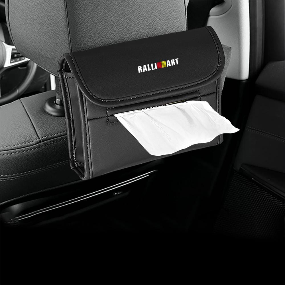 cwznhv1 Car Tissue Bag Hanging Seat Back Leather Storage Box Car Interior Accessories For Mitsubishi Lancer Asx Outlander Pajero L200