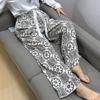 Damen-Blumen-Baumwoll-Seiden-Pyjama - Große Größen, Sommer, Leicht, Für draußen, Gerades Bein, Lockerer Schnitt