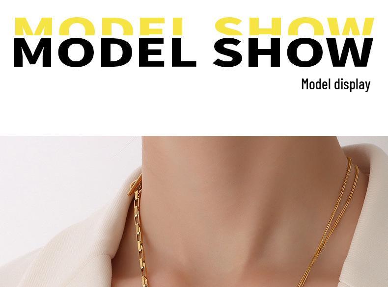18K Gold Plated Double Layer OT Buckle Pendant Necklace for Spicy Girls
