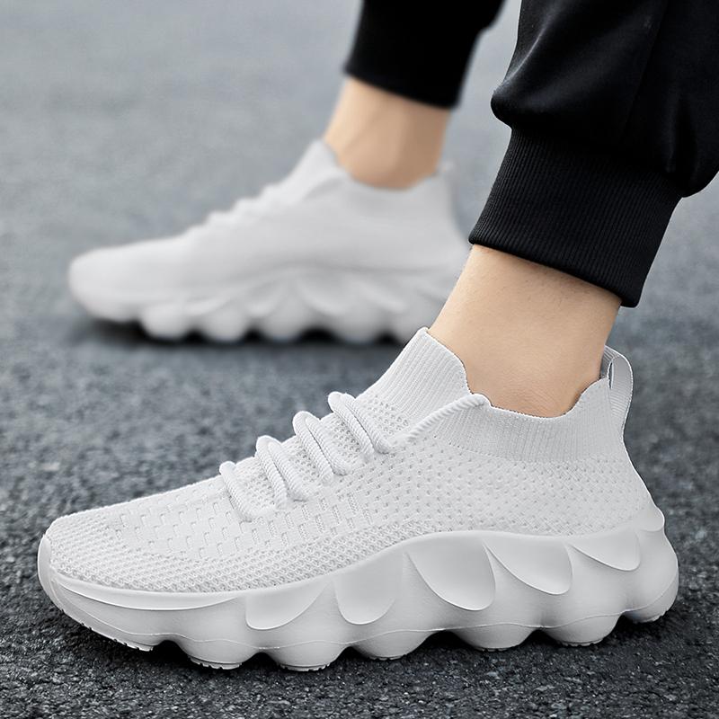 Summer coconut shoes men breathable flying woven sneakers casual travel shoes 48 large size lace-up sock shoes fashion