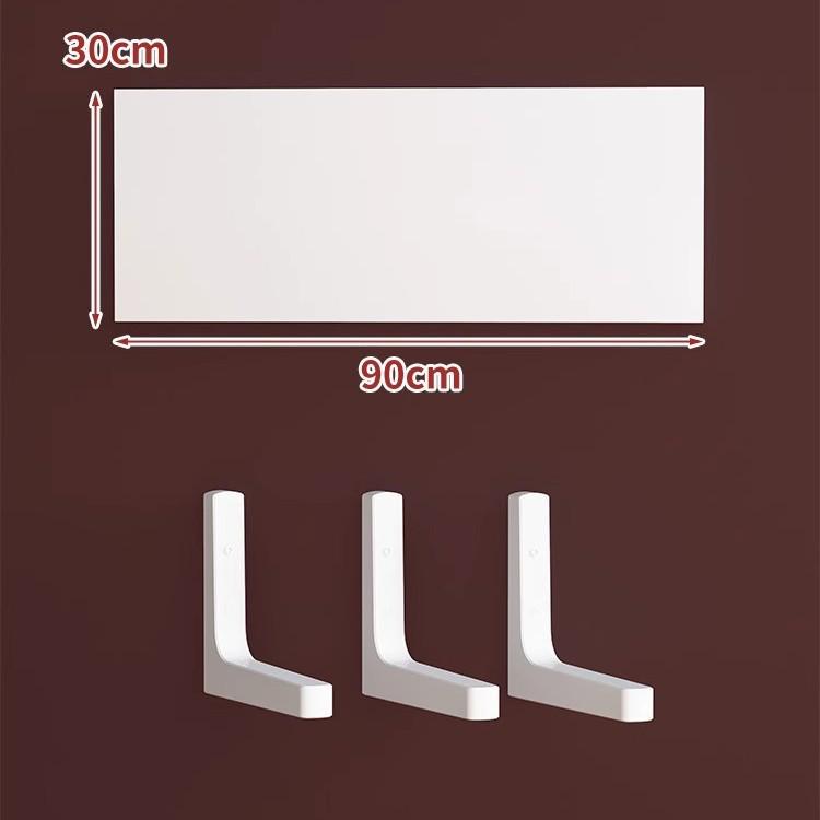 Paint-Free Floating Wall Shelf: Wooden Wall-Mounted Bookshelf and Storage Plank