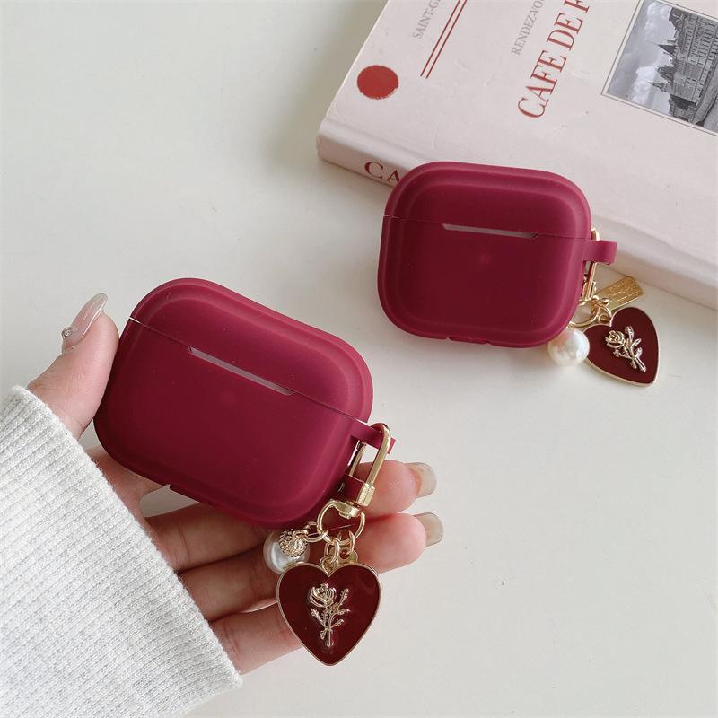 Burgundy rose love for AirPods 1 generation protective case second generation 1 generation pro1 apple bluetooth headset case