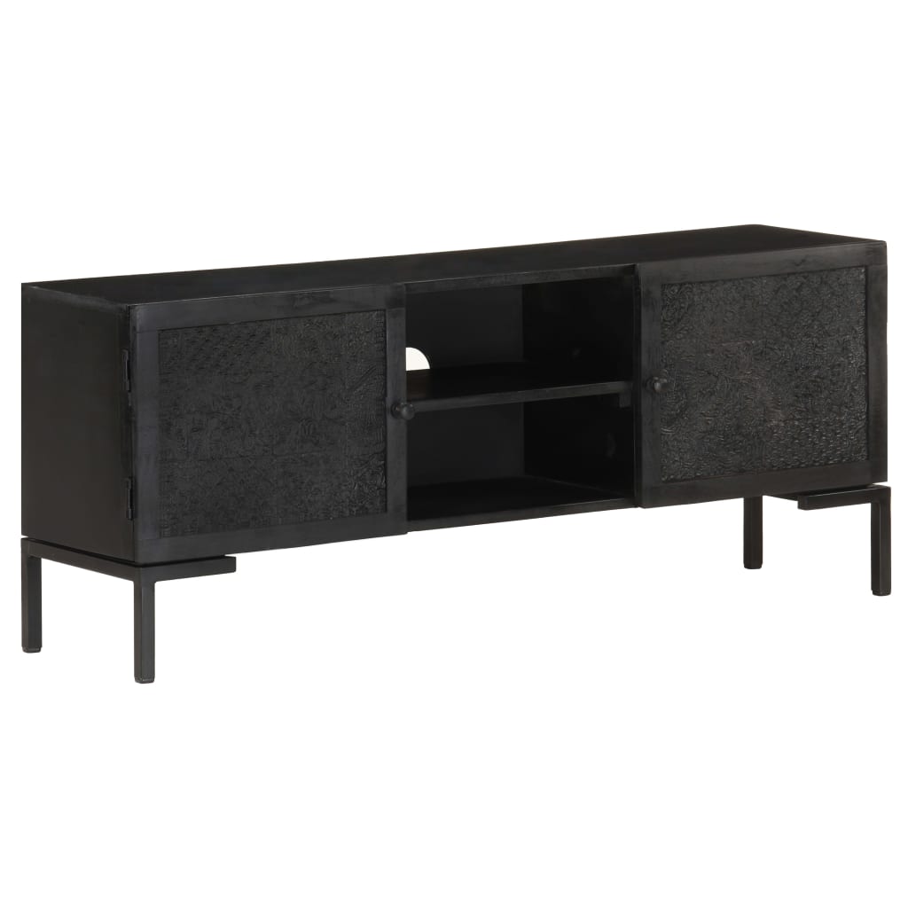 TV Stand Black 115 x 30 x 46 cm Solid Mango Wood