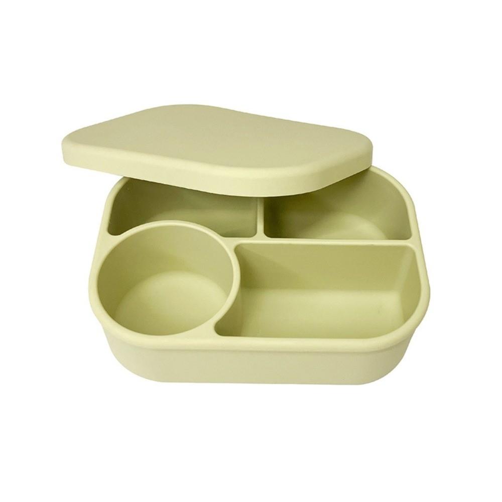 4 Fächer Mikrowellengeeignete Silikon-Lunchbox 750ml Lebensmittelaufbewahrungsbehälter Unterteilte Lunchbox Picknick