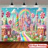 Fondo 2D Caprichoso de Tierra de Caramelos, Fondo de Estudio de Arco Iris y Castillo de Caramelos