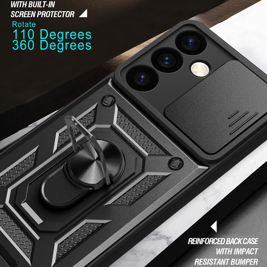 For Samsung Galaxy S24 Case Anti-drop Slide Lens Protection Scratch-resistant PC+TPU Phone Cover