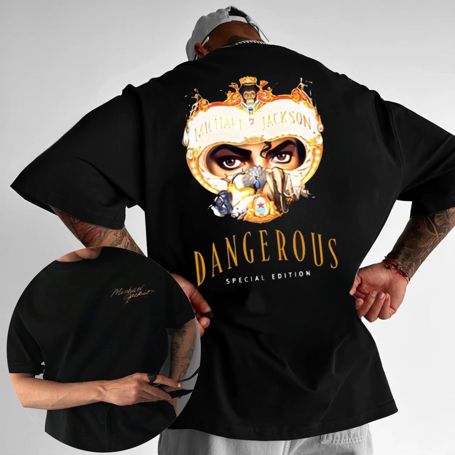 Summer Michael Jackson Poster Tshirt Paired Printed Flower Mens Cotton Luxury Fashion Tshirt Retro Cotton Oversized Tshirt S