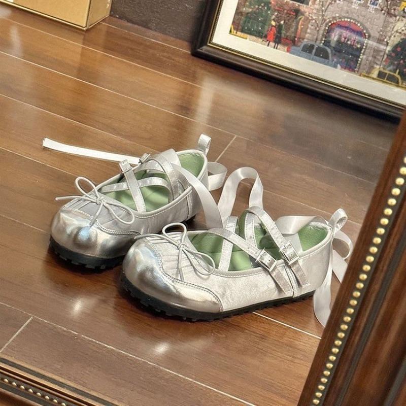 Mode Mode Komfort Streetstyle Ballerinas Schuhe Ballerinas Elegant Runde Zehenschuhe Damen Frühling Überkreuzriemen Frauen