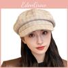 Beret Retro With Grid Printing Design Suitable For Daily Dressing Outdoor