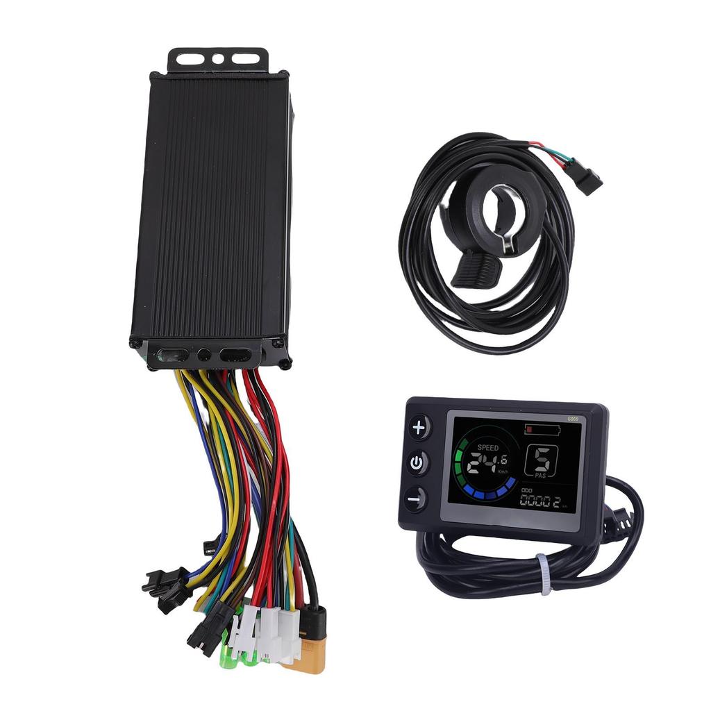 36V 48V Electric Bike Controller Kit 22A 3 Mode Sine Controller S869 LCD Display Panel 130X Thumb Throttle for Electric