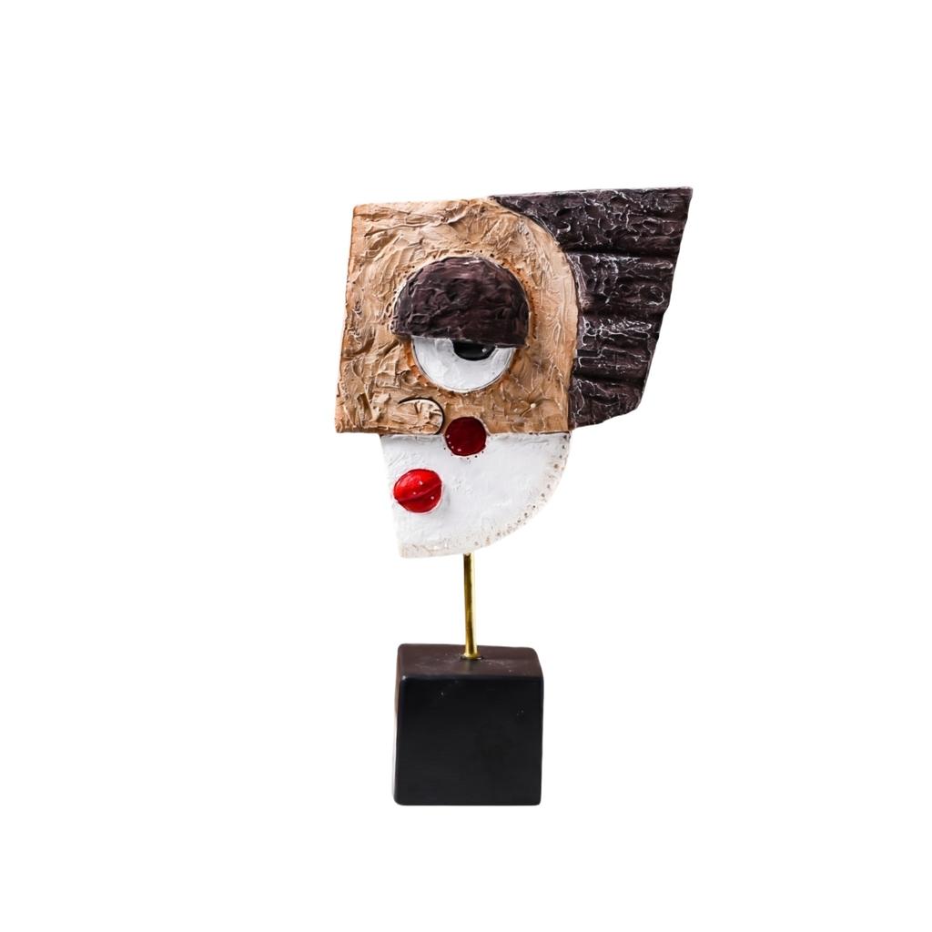 Abstract Modern Art Sculpture Decorative Tabletop Ornament Geometric Face Shape Resin Figurine for Home Office Desk Display