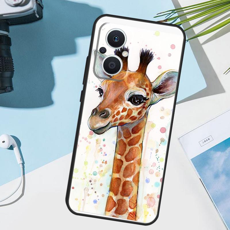 Cute Cartoon Giraffe Cover For OPPO Reno 14 F 13 12 11 10 Pro 11F 12F 13F 7 8 Lite OPPO Find X9 X8 X6 X5 Pro Case