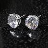 Womem Simple Round Cut Princes  Silver  Earrings White Rhinestone Ear Studs Women Party Jewelry