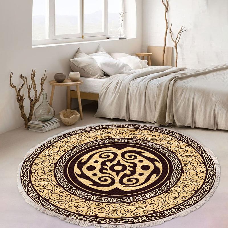 

Round Carpet European Ethnic Style Carpet Bedroom Living Room Bedroom Homestay Home Carpet Diameter 60cm