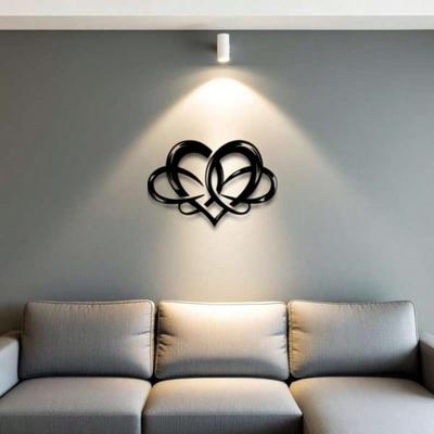 Modern Spliced Heart Shaped Metal Wall Art Grey Iron Decor Valentine Wedding Gift Romantic Home Decor Living Room Bedroom