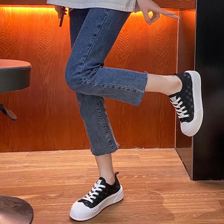 Breathable Mesh Fishermen's Shoes Women's Summer Thick Soled Canvas Lace Antiskid Wear-resistant Versatile Board Shoes