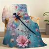 Watercolor Dragonfly And Floral Blanket Soft Throw Blanket for Home Bedroom Bed Sofa Picnic Travel Office RestCover Blanket Gift