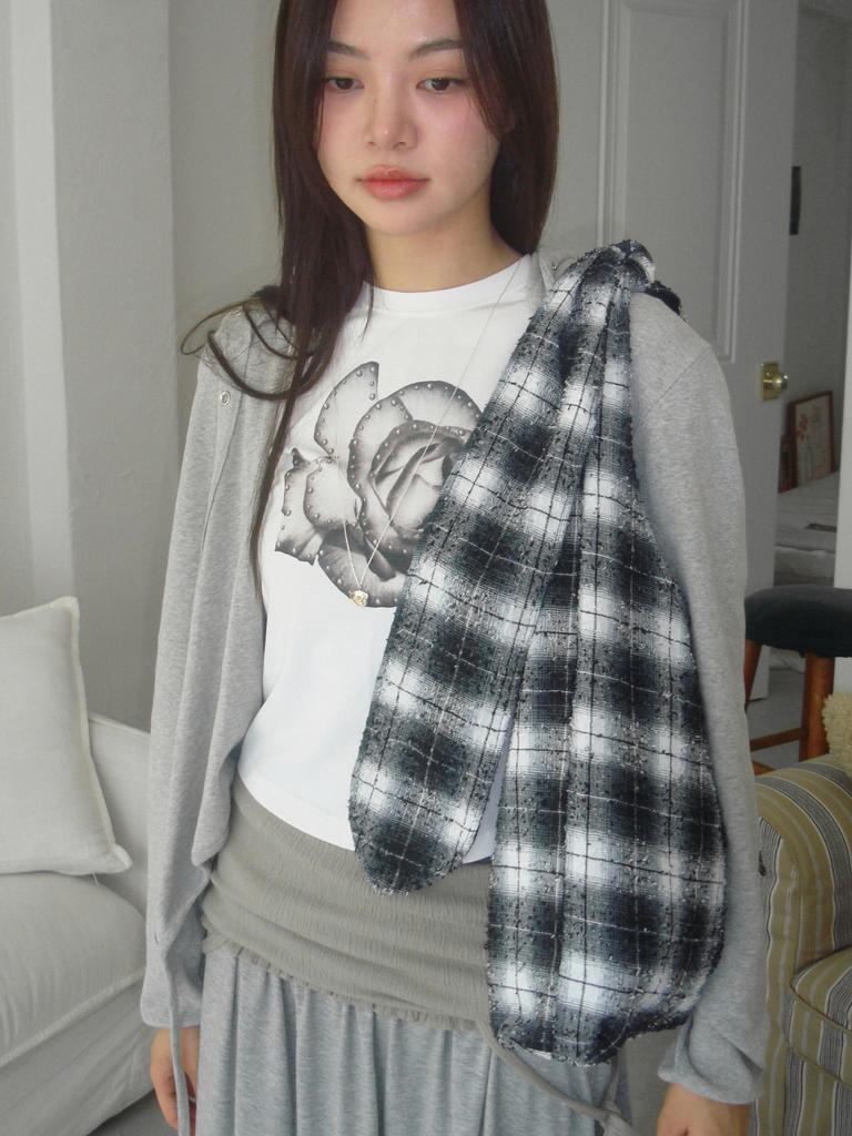 Voor Vintage Check Knot Shoulder & Crossbody Bag_Black & White