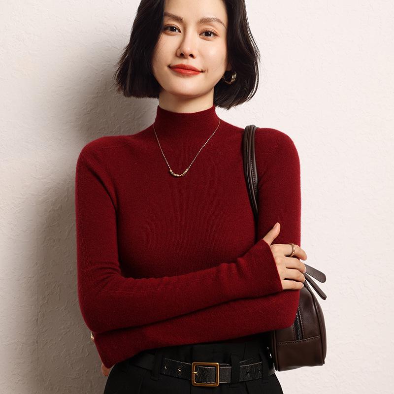 

Женский облегающий трикотаж с воротником-стойкой: Универсальный бесшовный свитер из имитации кашемира XL Length 62