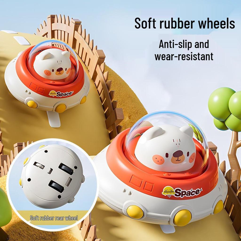 Kids Flying Saucer Pull-Back Toy Car - Educational Inertia Vehicle