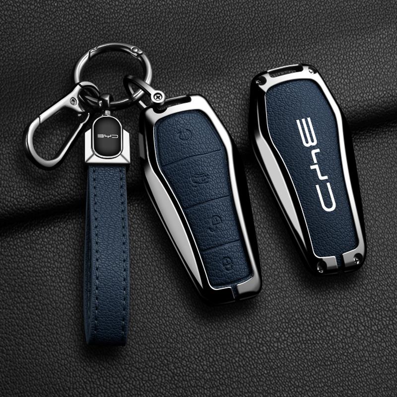 Zinc Alloy Leather Car Remote Key Case Cover for BYD Atto 3 Han EV Dolphin Lied Tang Dm Qin PLUS Song Pro MAX Yuan Accessories