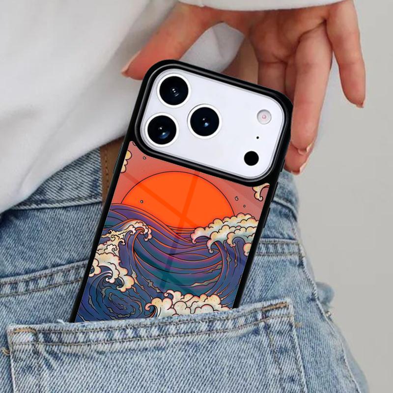 Japanese Wave Art Phone Case for iPhone 16e 15 14 13 12 17 Pro Max Plus Air 17pro Cover Coque