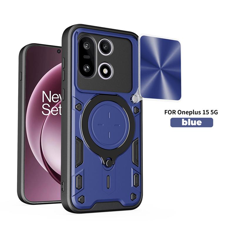 Armor Funda For OnePlus 15 5G Case Slide Camera Lens Protect Back Cover For One Plus 15 OnePlus15 Car Magnetic Holder Ring Cover