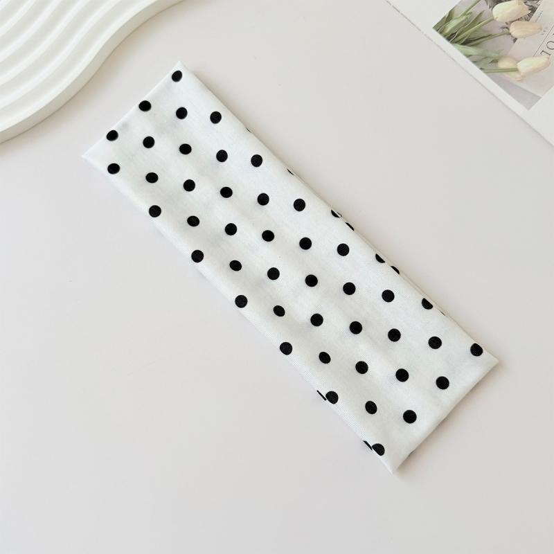 Retro Boho Breeze Wind Dot Stretch Women's Hairbands Korean Fashion Wide Headbands Yoga Sports Dating Hair Accessories