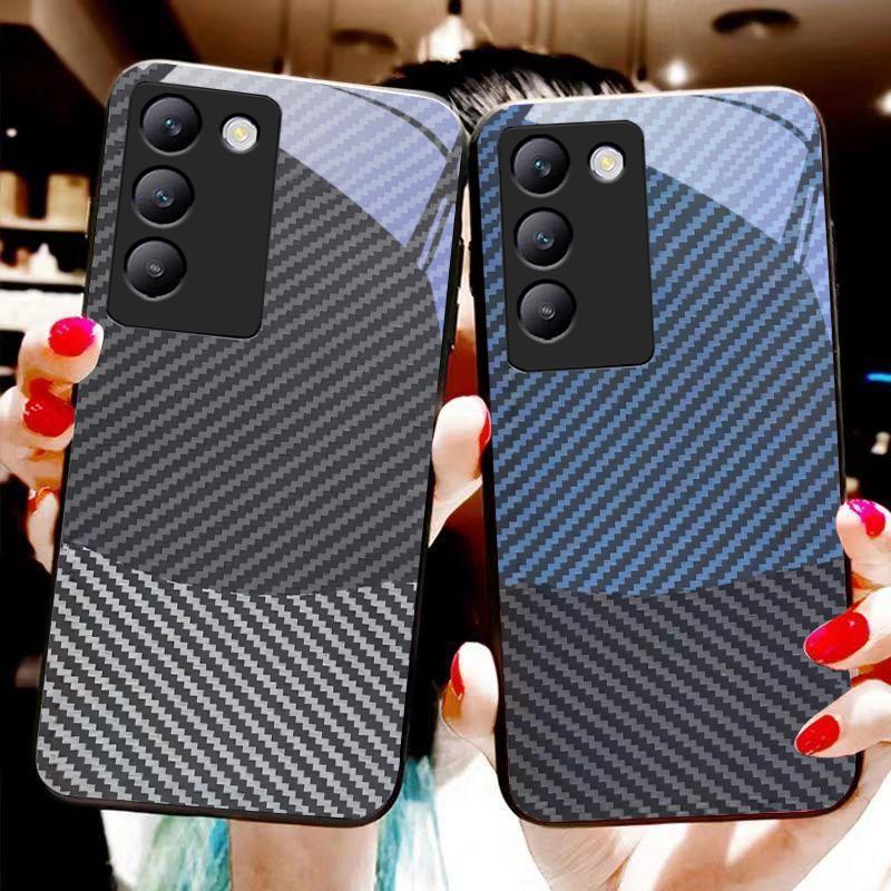 Two Tone Stripes For Y72 33S 11 03 36 96 Lite 35 16 Iqoo 12 V40 SE 5G 29 40 21 30 X80 Pro Vivo Tempered Glass Phone Case Black