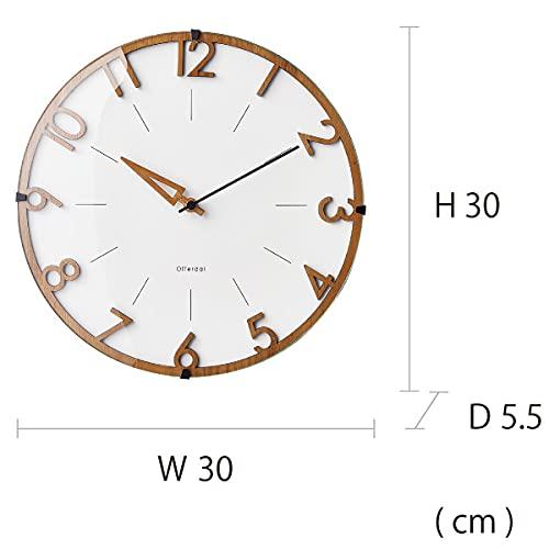 Interform CL-3707 Fisse Radio-Controlled Wall Clock, White/Light Brown Wood, Diameter 30cm X Depth 5.5cm