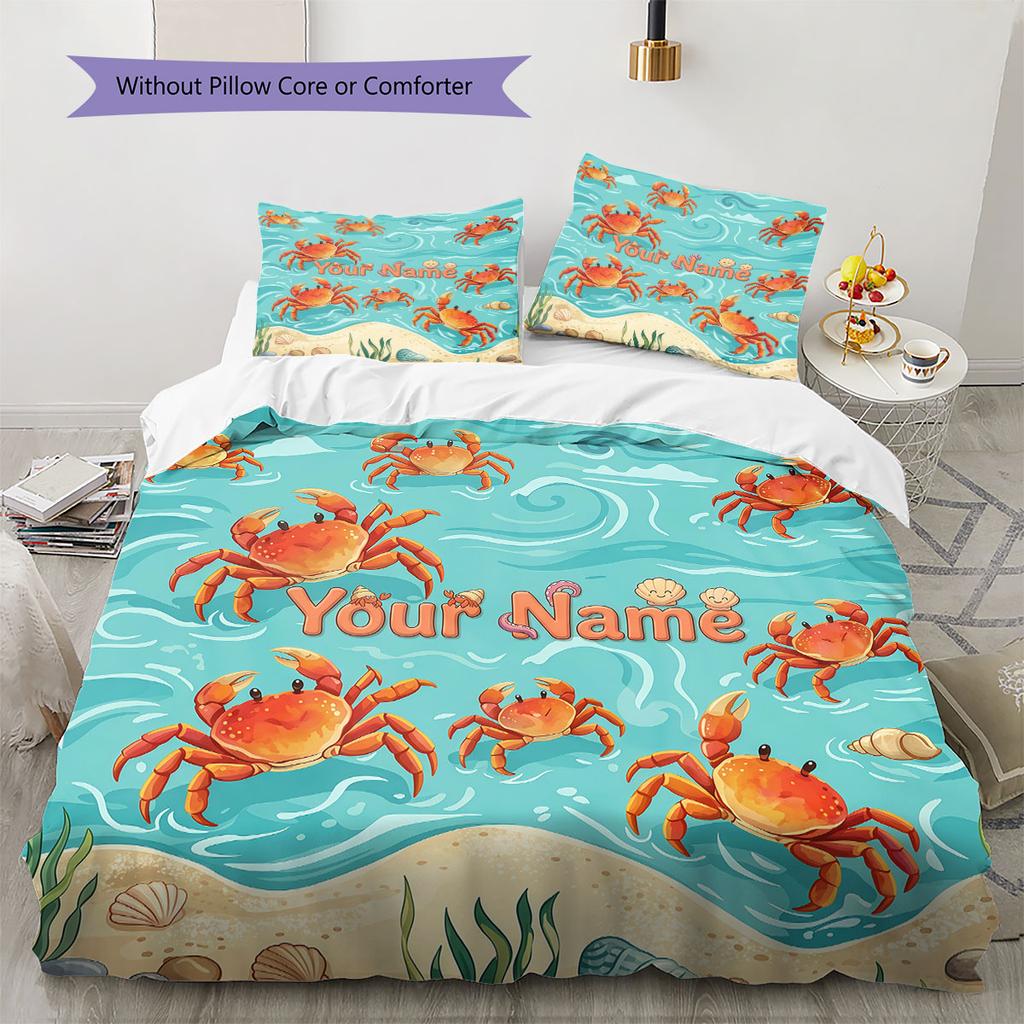 Custom Name,Nautical Ocean Pattern Bedding Home Decoration Birthday Gift ( 1 Duvet Cover + 2 Pillowcase, Without Core),fan Merchandise.