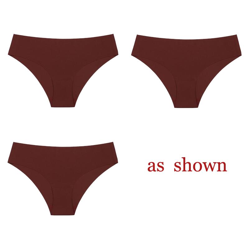 TERMEZY 3Pcs/Lot Sexy No Trace Panties for Women Ice Silk Low Waist Underwear Sports Lingerie G-string Briefs Female Intimates