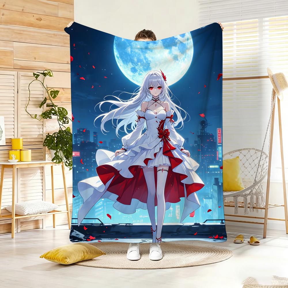 Anime MMoonS WitchS Throw Lightweight G Flannel Blanket Soft Skinfriendly for Summer Cooling
