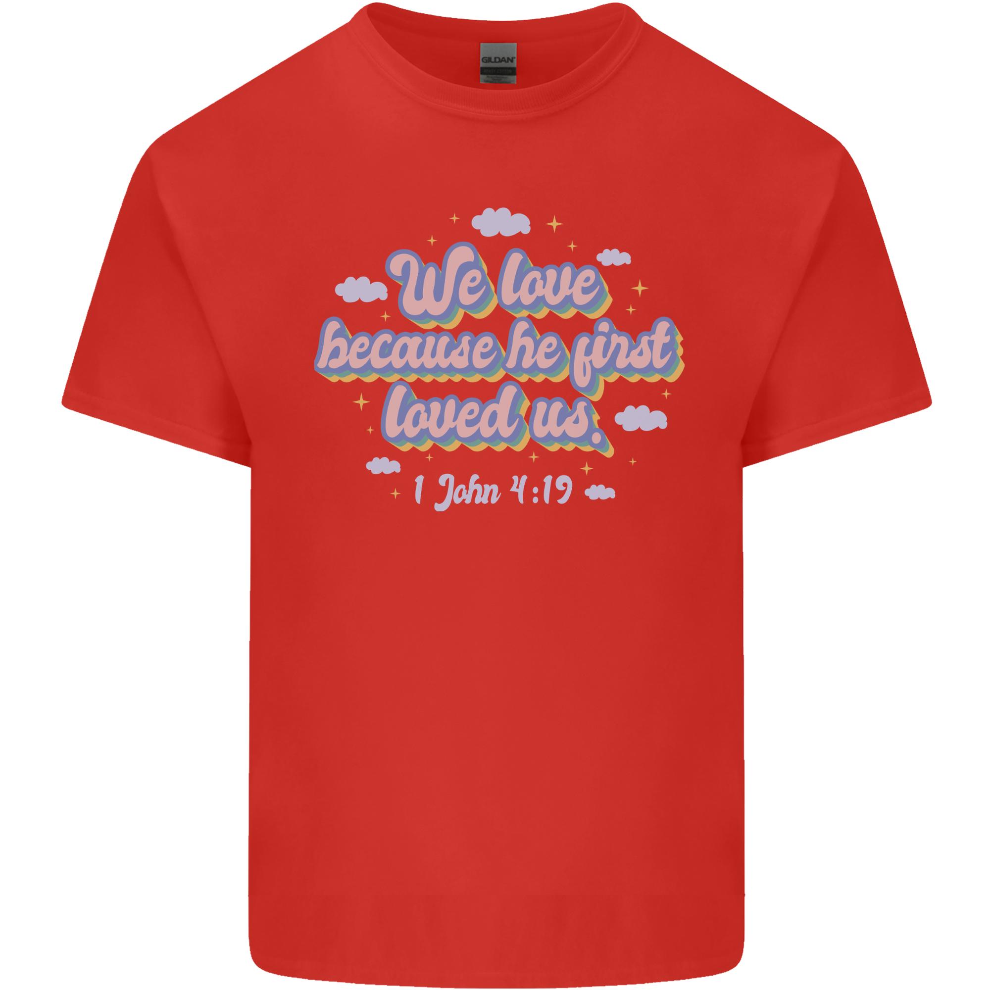 He First Loved Us Christian Jesus God Christ Unisexs Light Cotton TShirt S