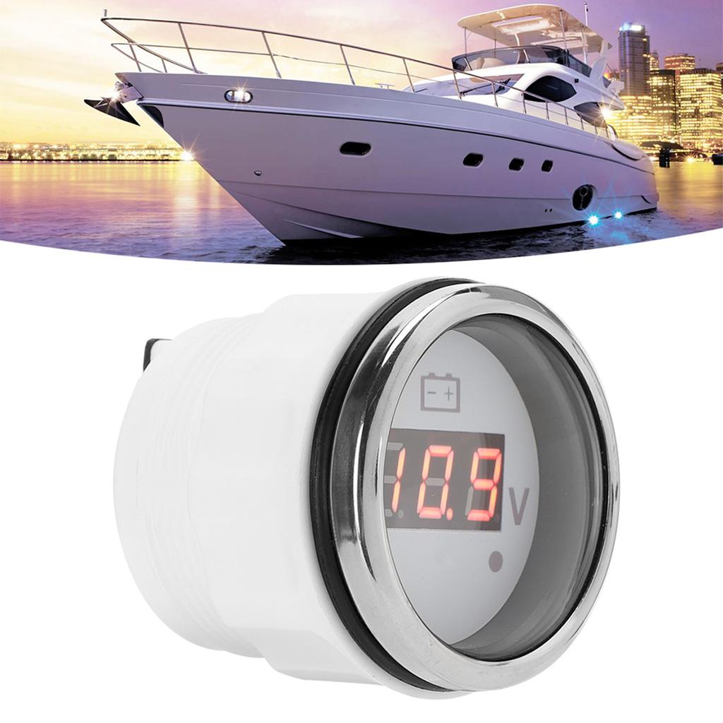2in Battery Voltage Gauge LED Digital Display IP67 Waterproof Smart Alarm Universal for Boat