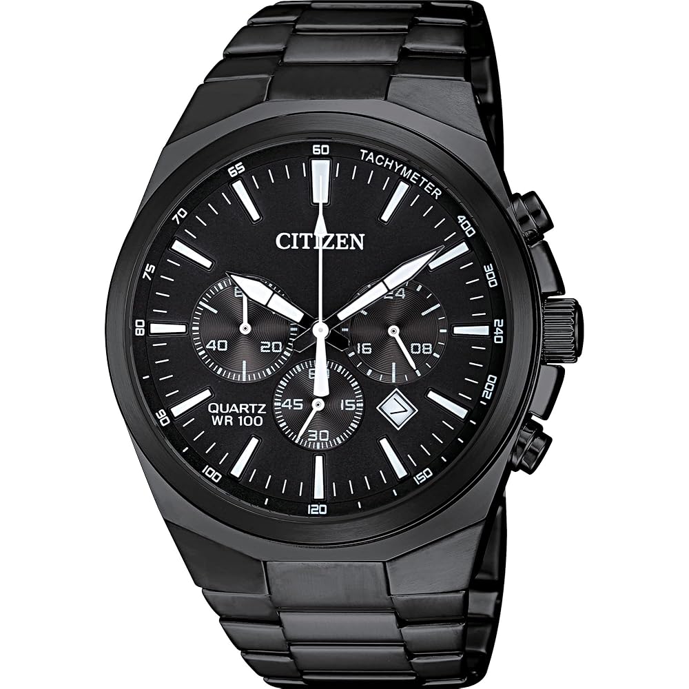 

Citizen Quartz Men s Watch Classic Stainless Steel Black Bracelet Black Dial 25 Chronograph