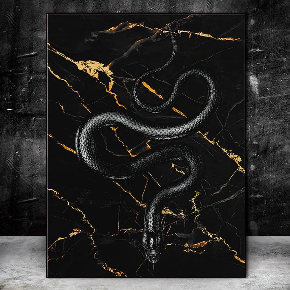 Snake Black and Gold Wall Art Canvas Painting Alternative Cobra Gothic  Tattoo Prints Dark Living Room Home Posters Mural Animals Ideal Decoration  comprar a buen precio — entrega gratuita, reseñas reales con, image size:1000x1000