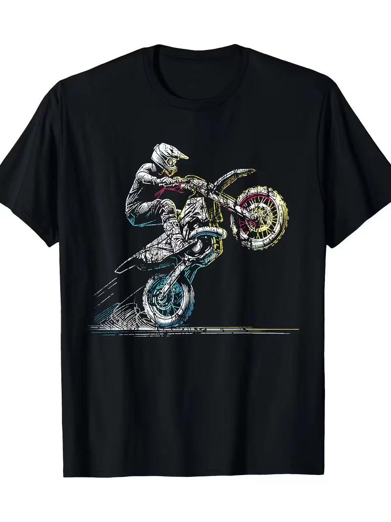 Dirt Bike Rider Retro Motorcycle Motocross T-Shirt, Men s T-Shirt, 220g XS