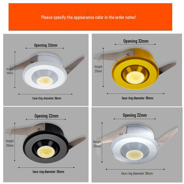 Mini LED Recessed Spotlight for Jewelry/Wine Display, 3cm-4cm Opening, Bullseye/Starry Sky Design