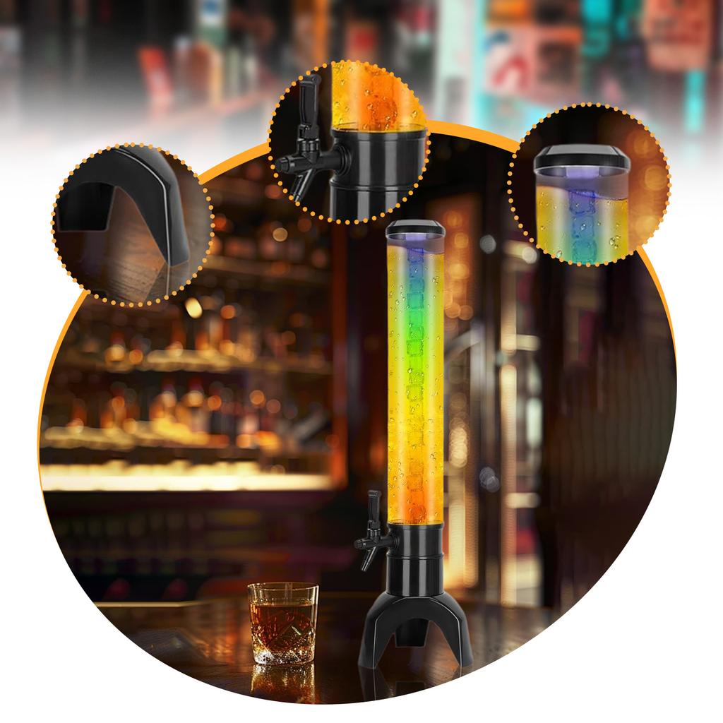 1.5L/3L Beer Dispenser with Tap Large Capacity Tabletop Juice Beverages Tower Drinks Container for Home Party Bar Restaurant