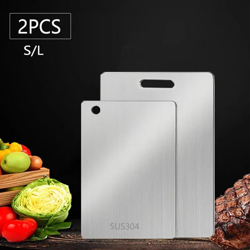 WXCOO Kitchen Cutting Board Food Grade Chopping Cutting Boards Thickened Stainless Steel Boards for Cut Vegetables Fruit Meat