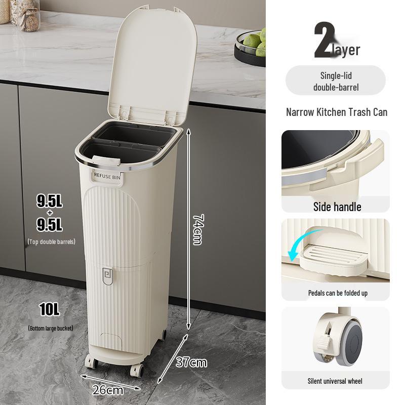 Luxusní vysoký odpadkový koš v japonském stylu s nožním pedálem pro suchý a mokrý odpad