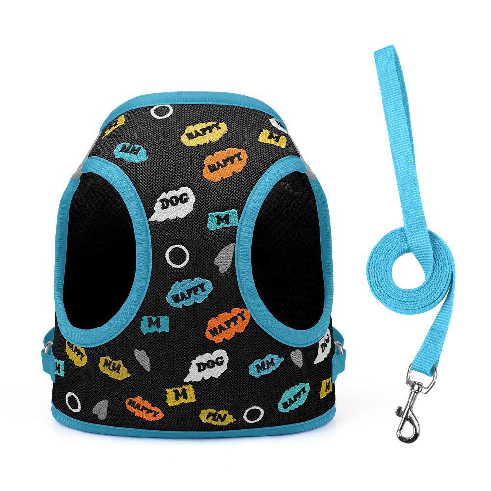 New Dog Chest Back Vest Type Dog Embroidered Leash Reflective Breathable Dog Rope Pet Chest Strap Leash