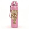 1PC Vintage Leopard Head Print 750ml Color Plastic Sports Water Bottle Leakproof Flip Straw Lid Suitable for Sports Office Home Use