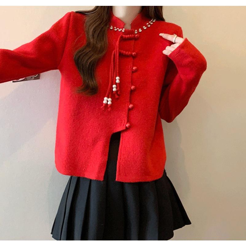 

Новый свитер вязаный с нерегулярным дизайном пряжки женский в стиле кантри, с высоким воротником, кардиган женский one size fits all